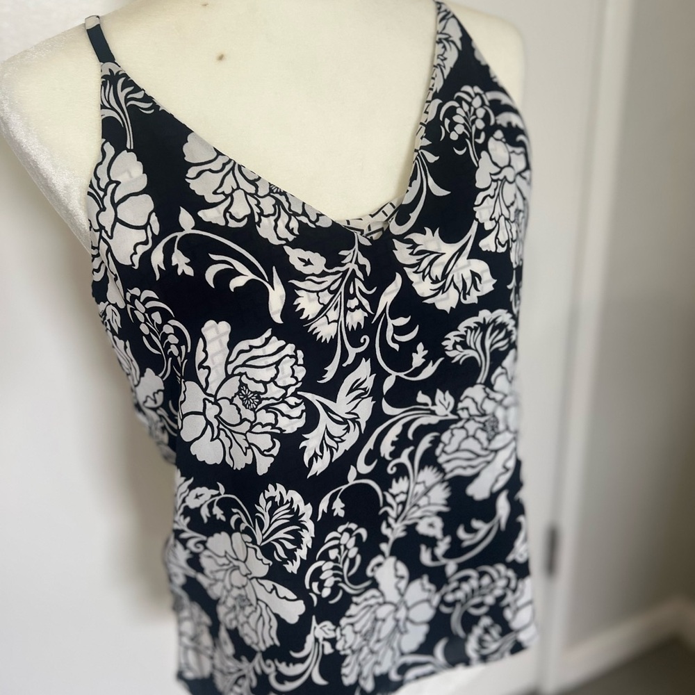 White House Black Market Black and White Camisole